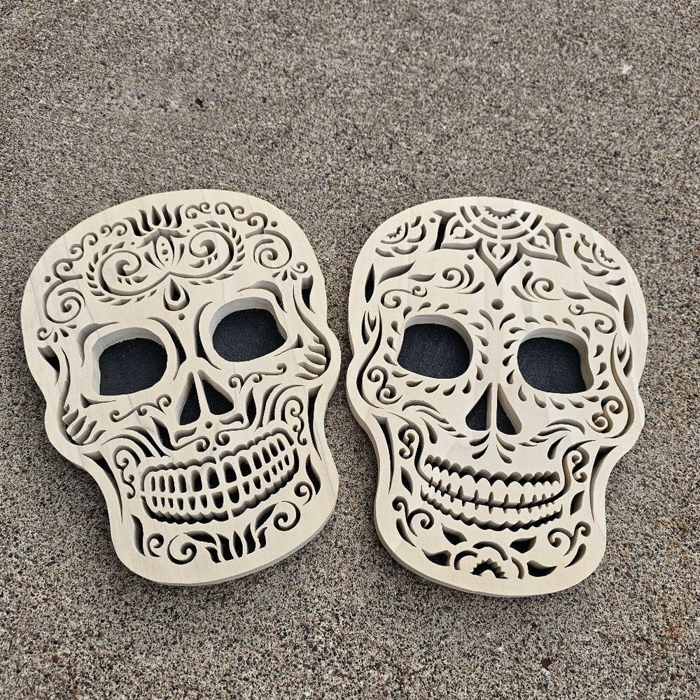 Sugar Skull Wood Cutout Set of 2